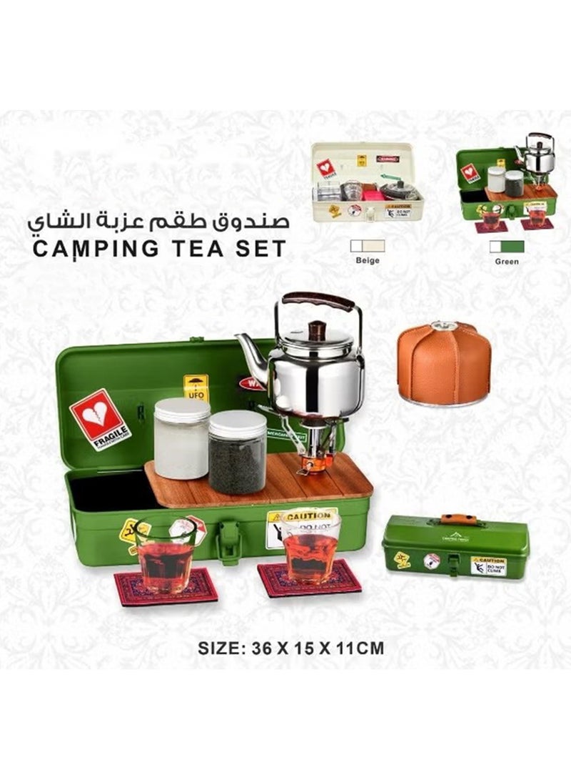 BlueFire Camping Family Portable Tea Set with Metal Storage Case, Complete Outdoor Tea Kit with Stainless Steel Kettle, Glass Tea Cups, Tea Jars and Coasters, Travel Tea Brewing Set for Camping, Picnic, Hiking and Outdoor Use - Image 5